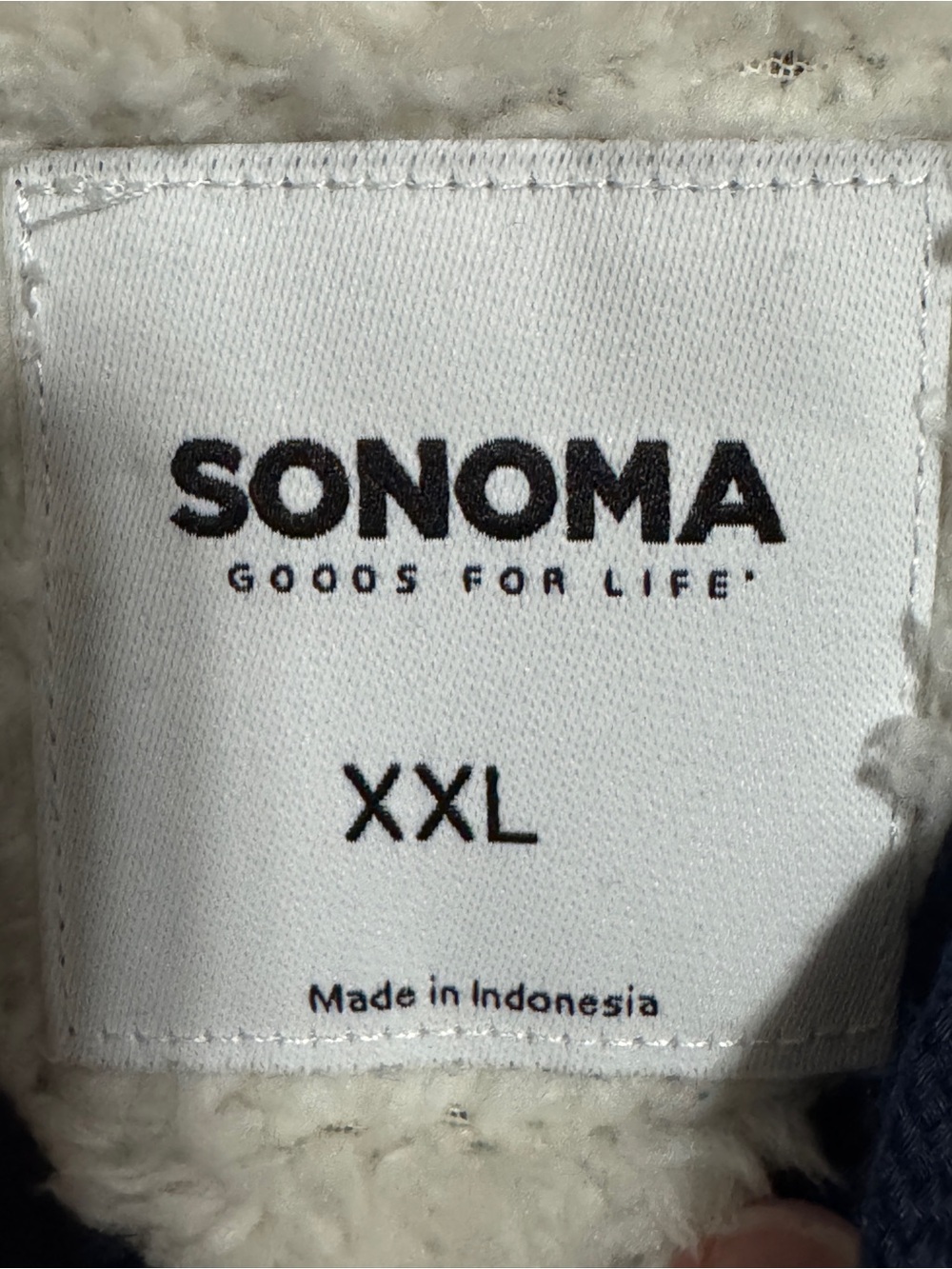 NWOT Sonoma Navy Blue Full Zip Hoodie With Sherpa Body and Trim - Picture 3 of 6